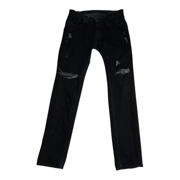 Matias Barri Skinny Blackish Coated Japanese Denim Distressed 34 - Picture 1 of 15